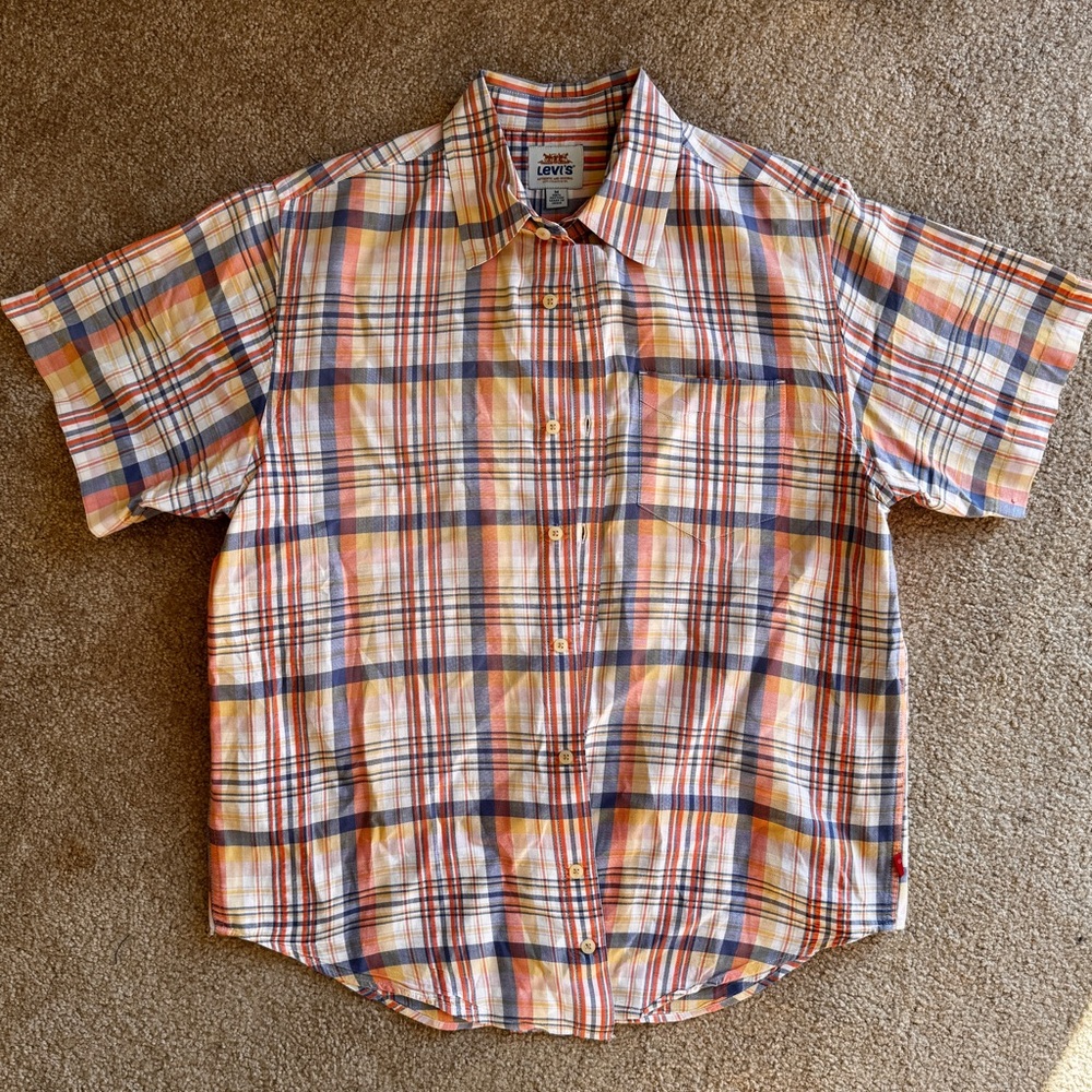 Levi's Men's Casual Plaid Button-Down Shirt - Red, Blue, Yellow